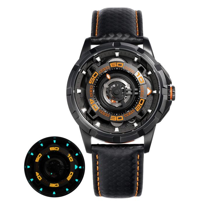 Herrenuhr mit Lederarmband, Schwarz Weiß