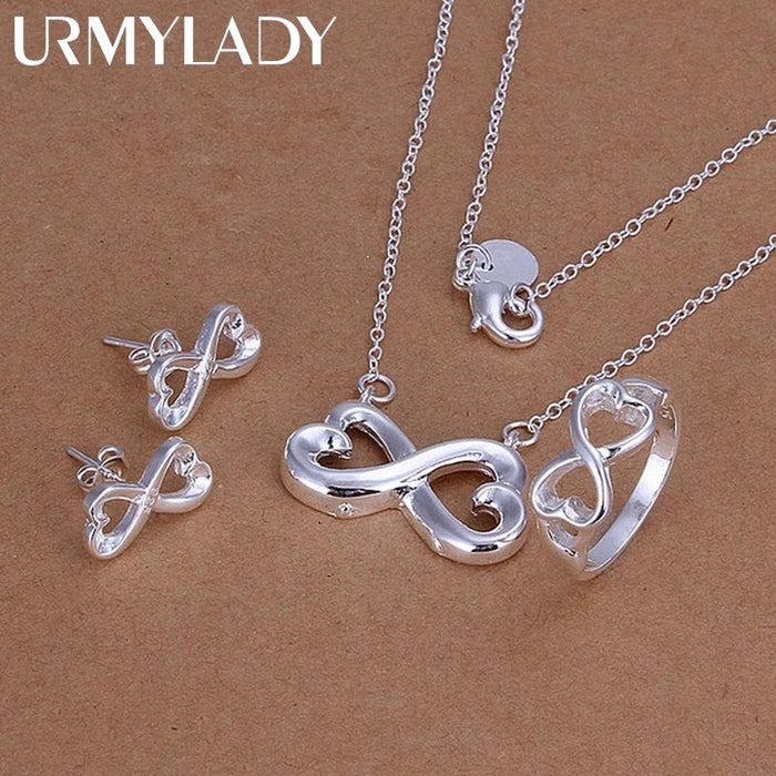 925 Sterling Silber Schmuckset – Ring, Halskette & Ohrstecker