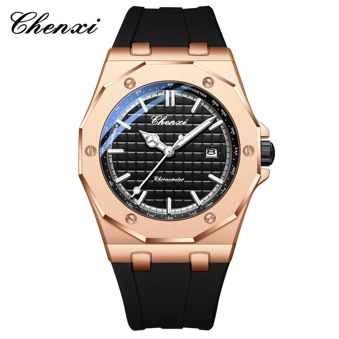 CHENXI Herren Uhr – Silikon-Quarzuhr mit Datumsanzeige