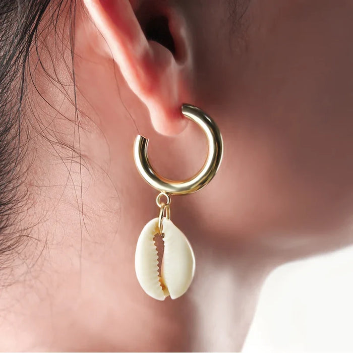 Muschel-Ohrringe im Boho-Stil, Seestern & Perle