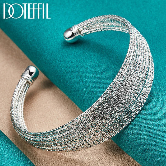 925 Sterling Silber Armreif Multi-Line – Eleganter Statement Schmuck